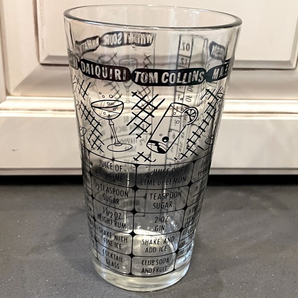 Vintage Federal Glass drink mixer printed graphic recipe tumbler